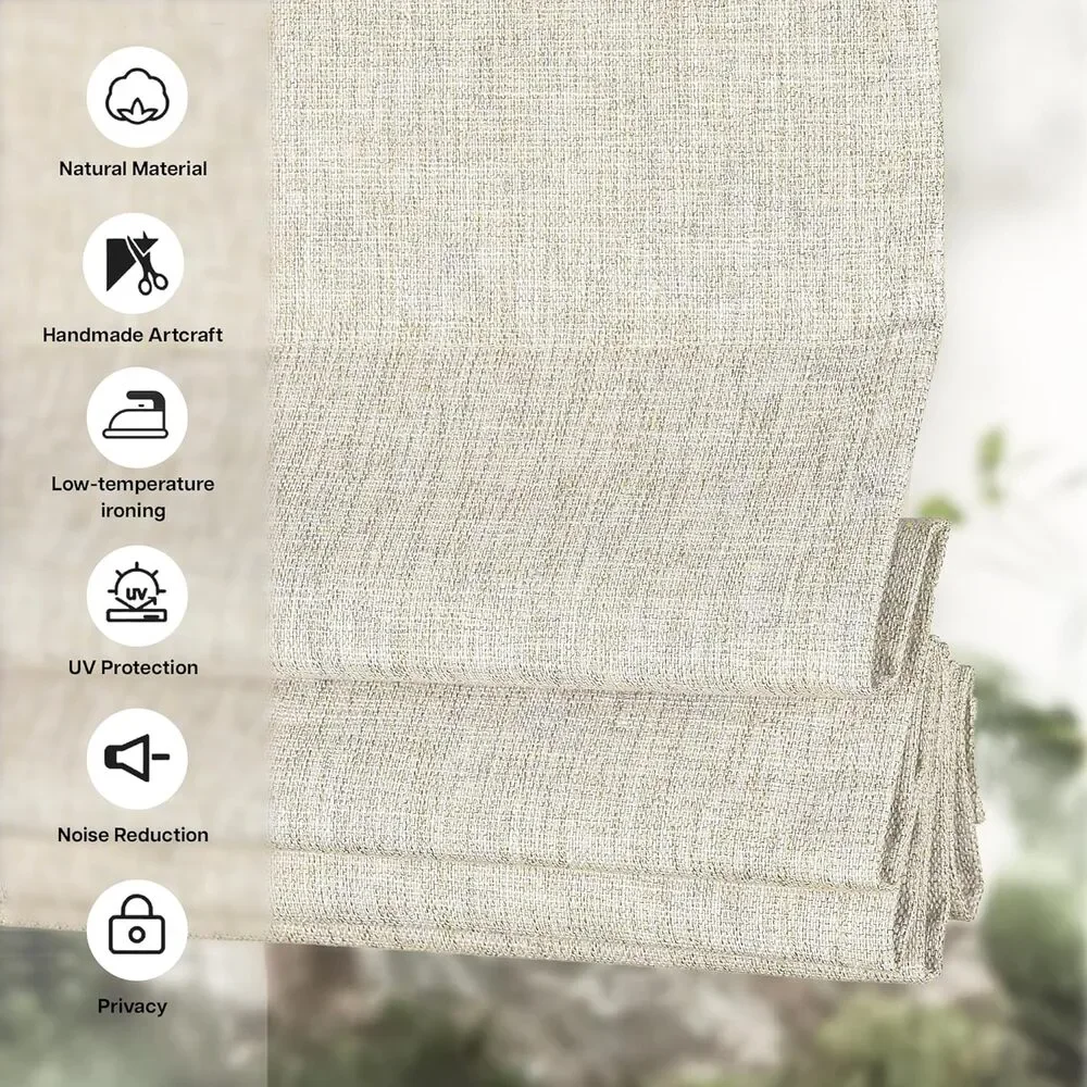 LazBlinds No Drill Cordless Roman Shades, 31'' W x 64'' H, Beige